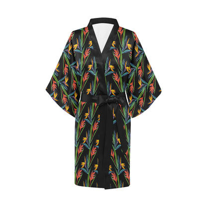 Heliconia Pattern Print Design HL04 Women's Short Kimono