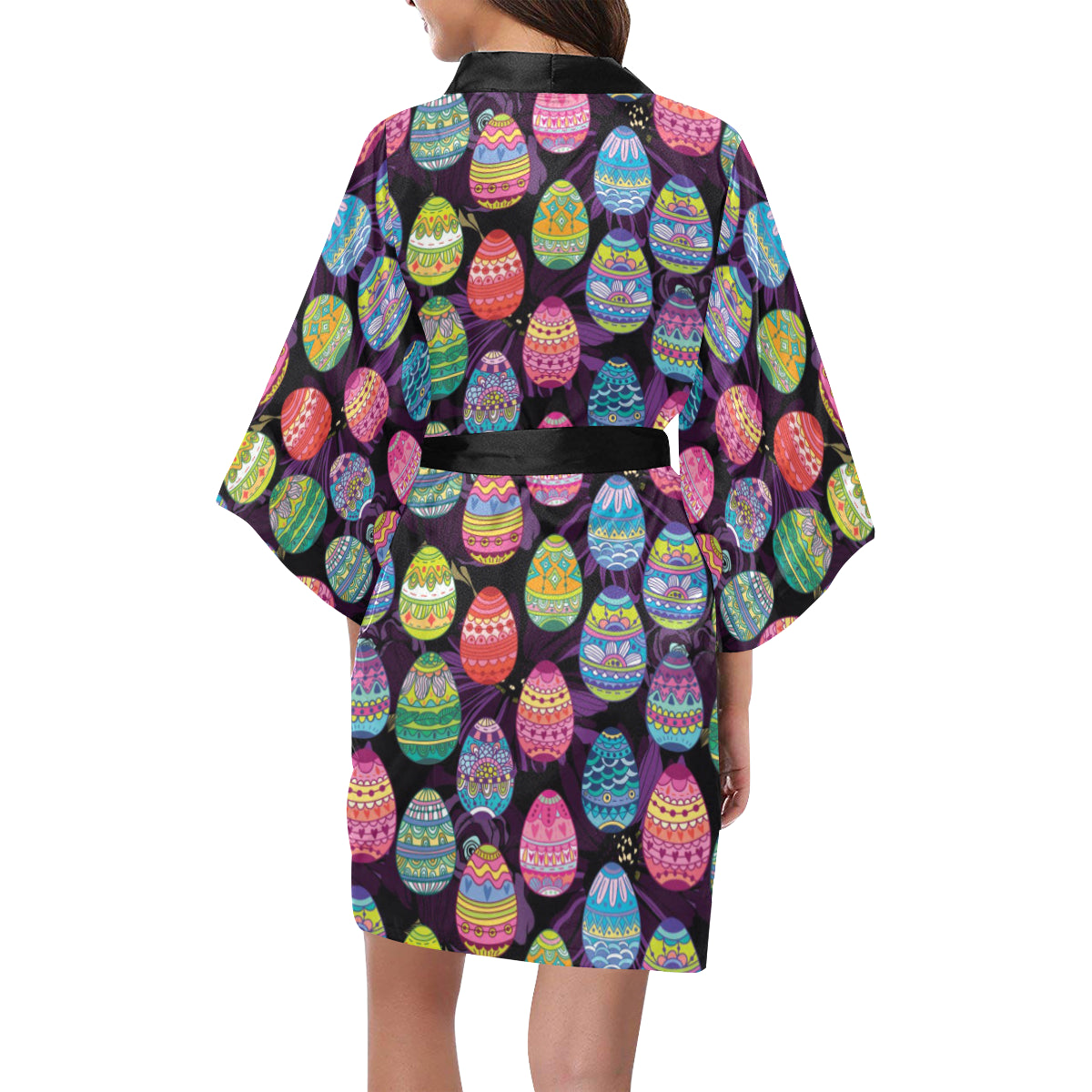 Easter Eggs Pattern Print Design RB08 Women's Short Kimono