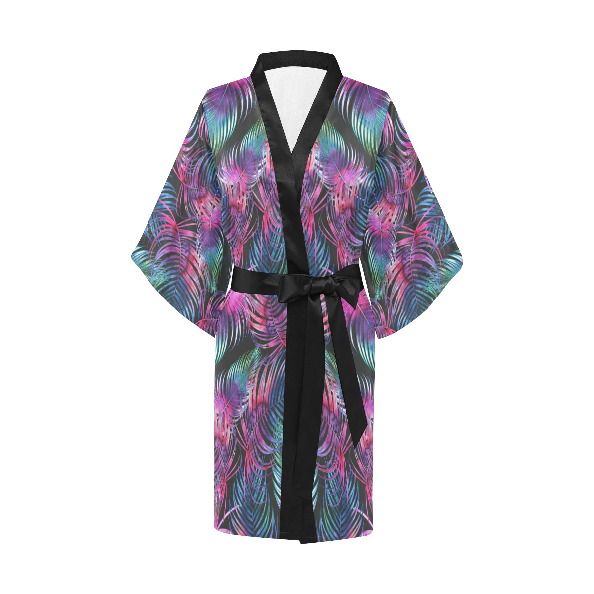 Palm Leaves Pattern Print Design PL010 Women's Short Kimono