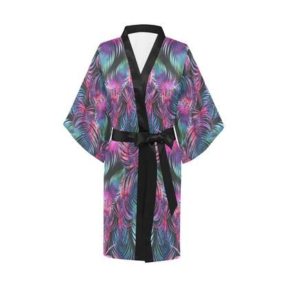 Palm Leaves Pattern Print Design PL010 Women's Short Kimono