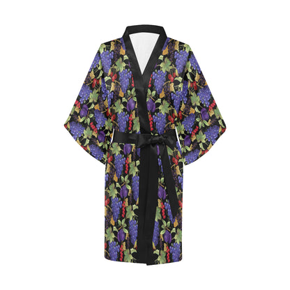 Grape Pattern Print Design GP05 Women's Short Kimono