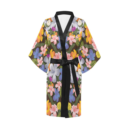 Plumeria Pattern Print Design PM03 Women's Short Kimono
