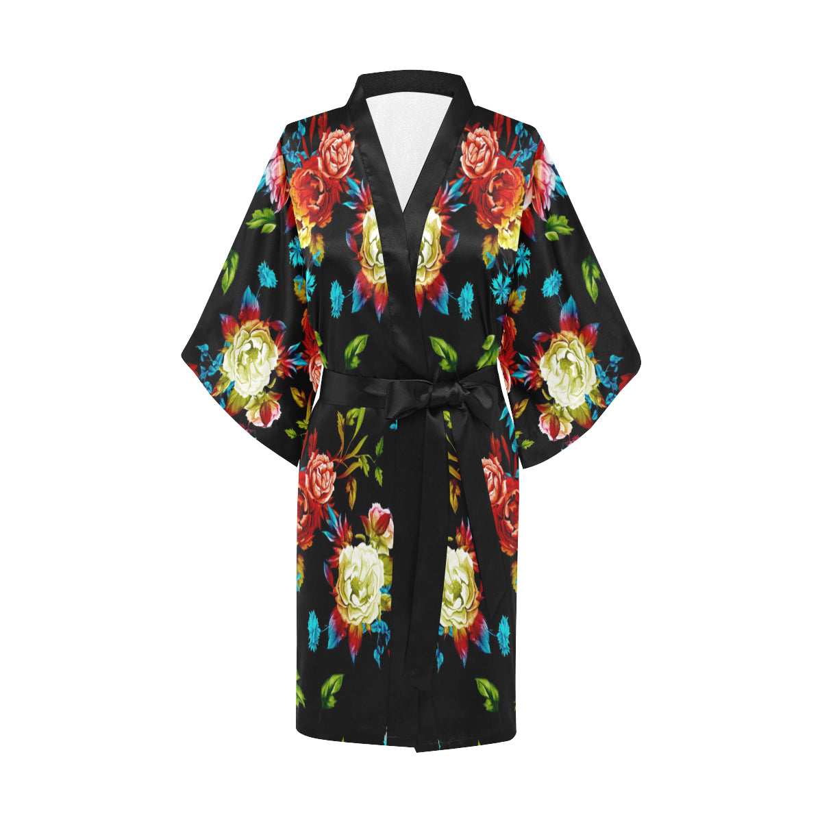 Peony Pattern Print Design PE07 Women's Short Kimono