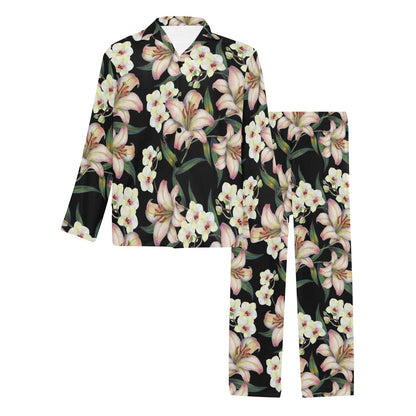 Lily Pattern Print Design LY03 Men's Long Sleeve Pajama Set