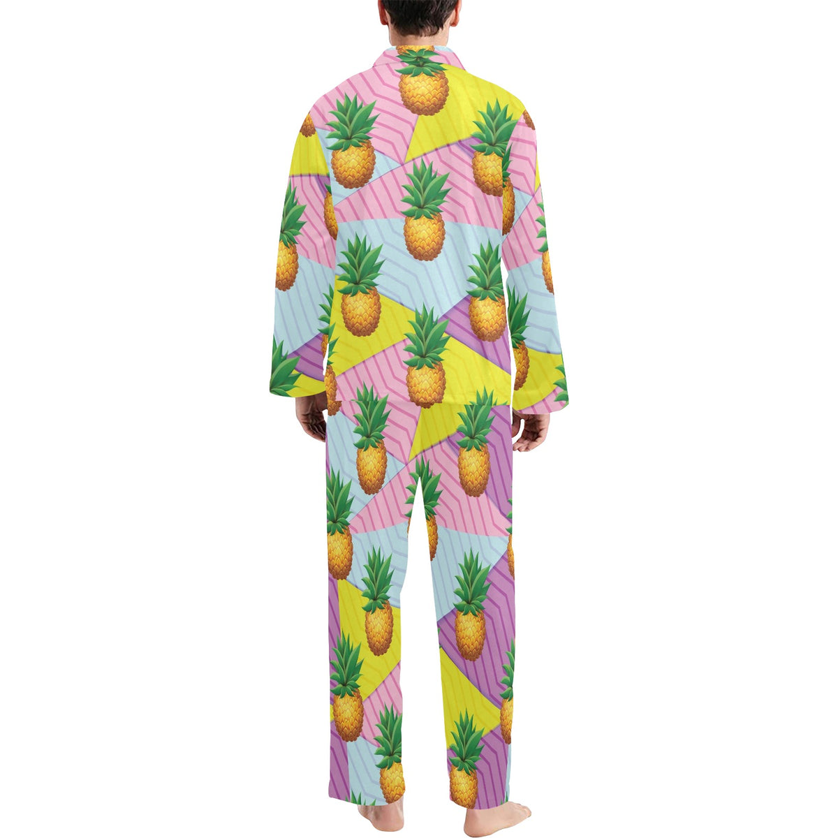 Pineapple Pattern Print Design PP05 Men's Long Sleeve Pajama Set