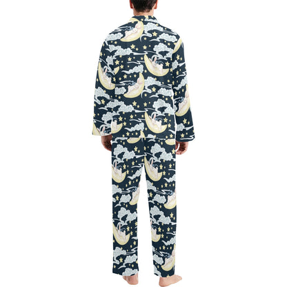 Rabbit Sleeping Pattern Print Design RB08 Men's Long Sleeve Pajama Set