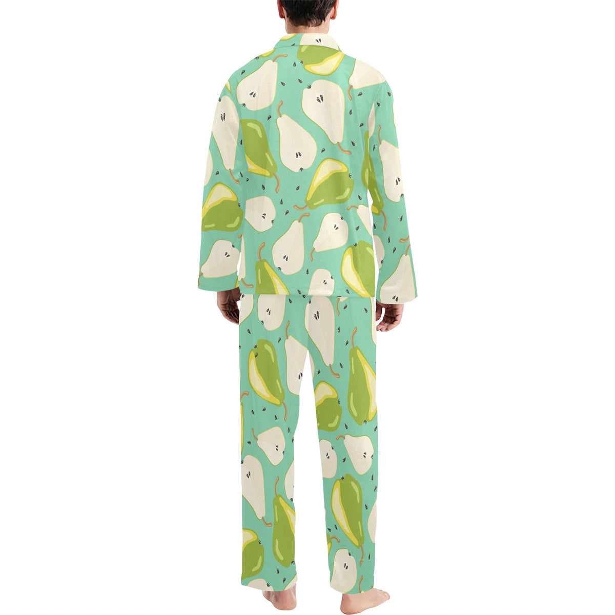 Pear Pattern Print Design PE04 Men's Long Sleeve Pajama Set