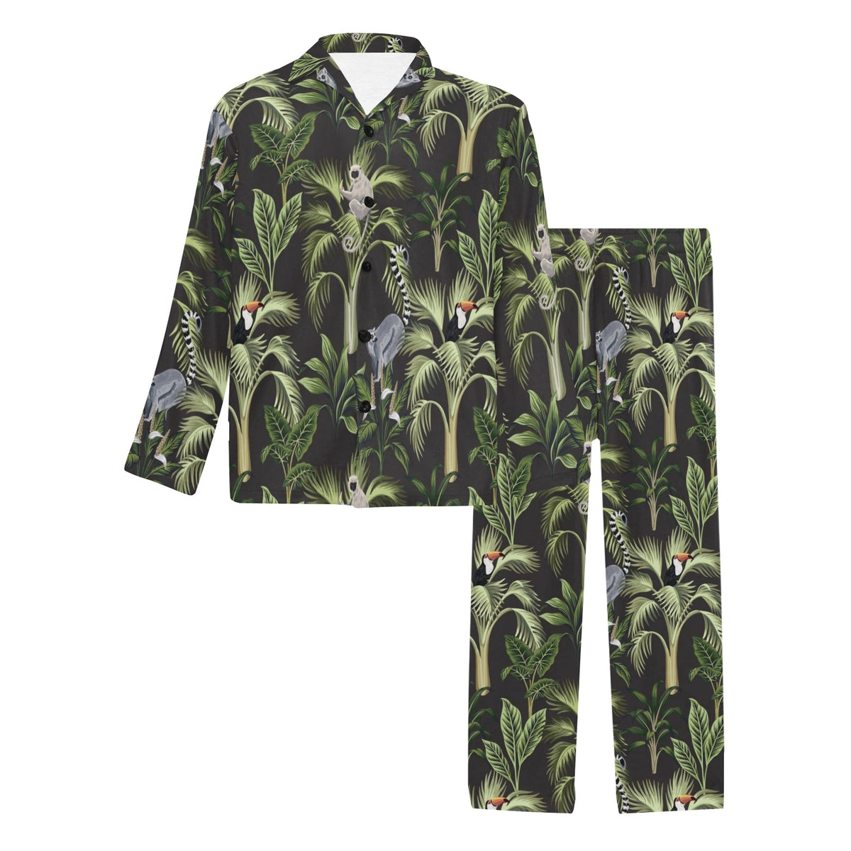Rainforest Pattern Print Design RF05 Men's Long Sleeve Pajama Set