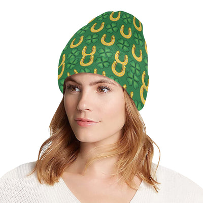 Shamrock Horseshoes Print Pattern Unisex Beanie