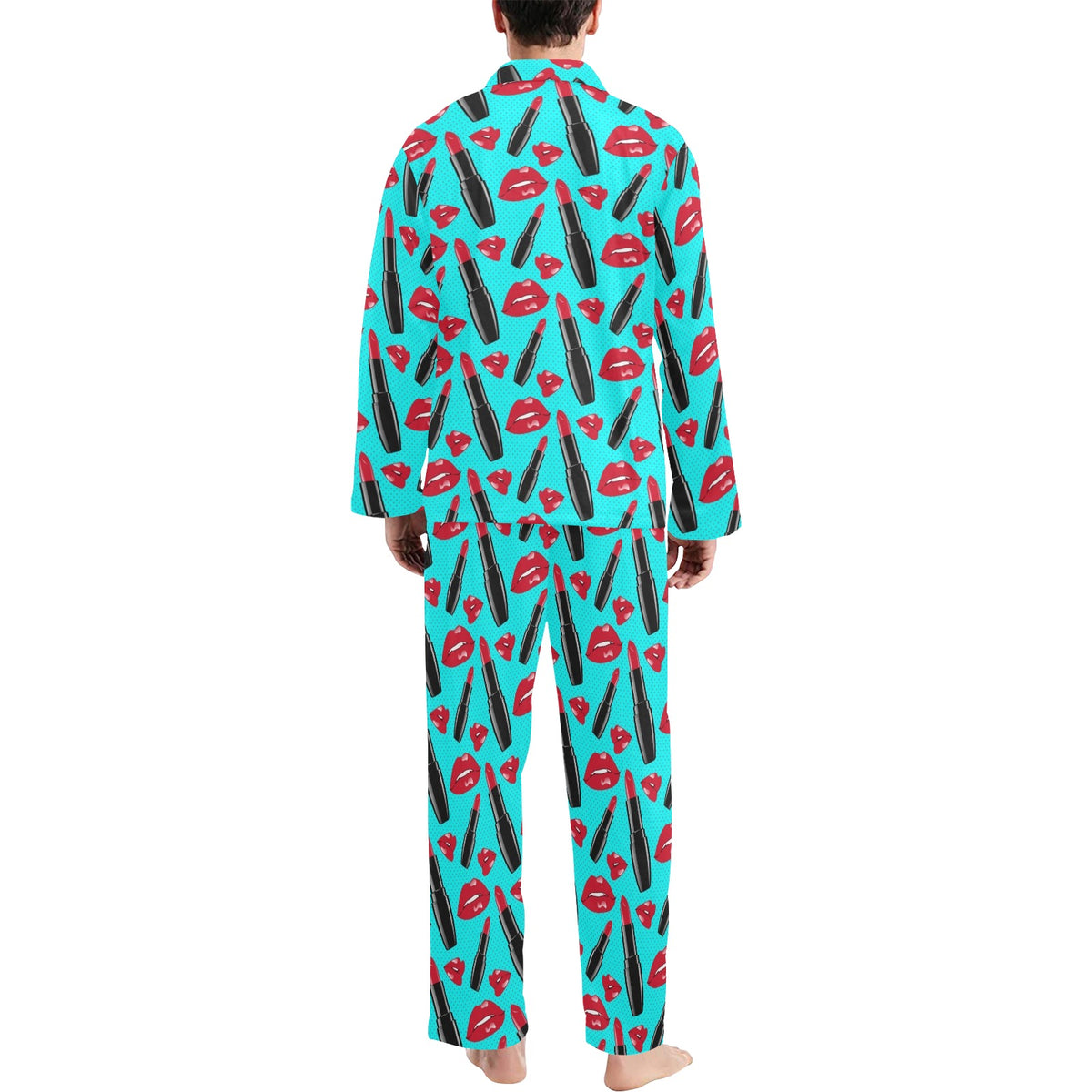 Lipstick Pattern Print Design LT02 Men's Long Sleeve Pajama Set