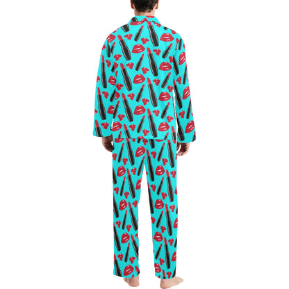 Lipstick Pattern Print Design LT02 Men's Long Sleeve Pajama Set