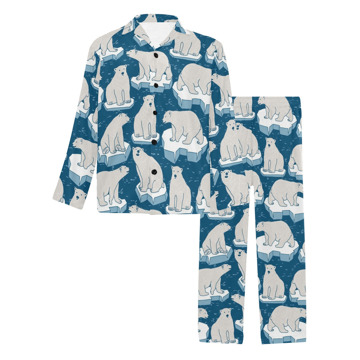 Polar Bear Pattern Print Design PB03 Men's Long Sleeve Pajama Set
