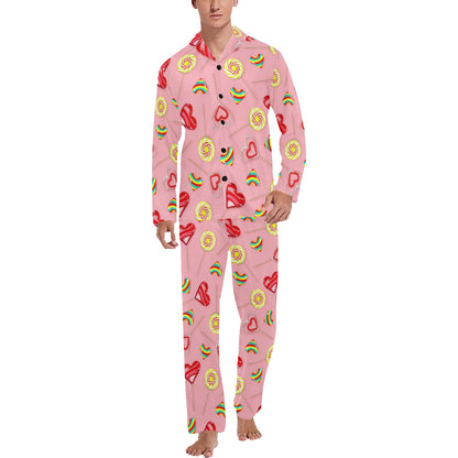 Lollipop Pattern Print Design LL05 Men's Long Sleeve Pajama Set