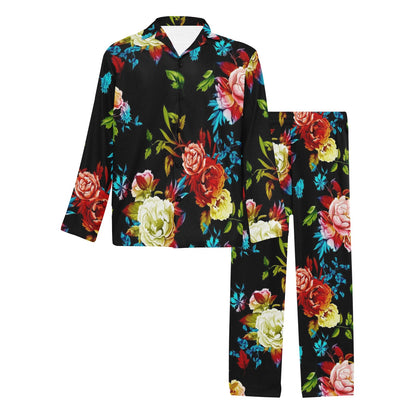 Peony Pattern Print Design PE07 Men's Long Sleeve Pajama Set