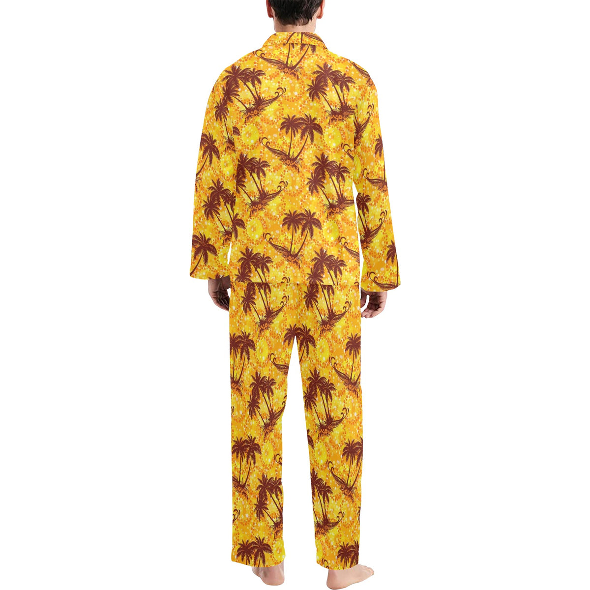 Palm Tree Pattern Print Design PT012 Men's Long Sleeve Pajama Set