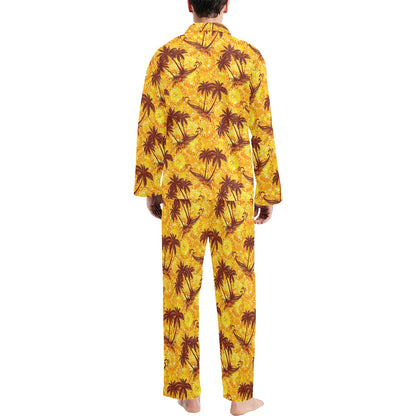 Palm Tree Pattern Print Design PT012 Men's Long Sleeve Pajama Set