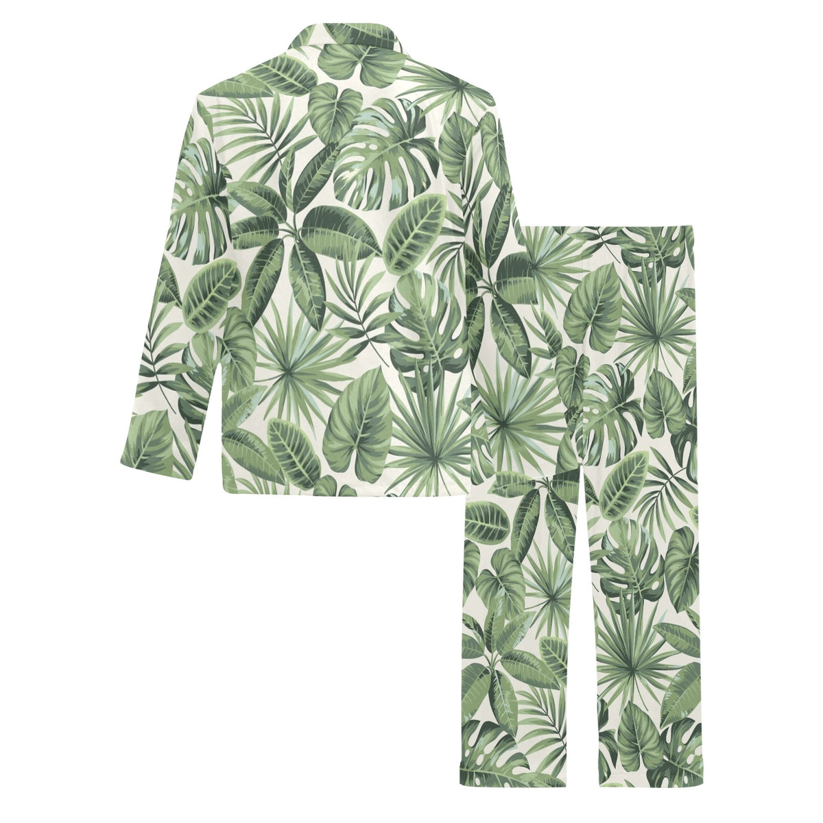 Palm Leaves Pattern Print Design PL014 Men's Long Sleeve Pajama Set