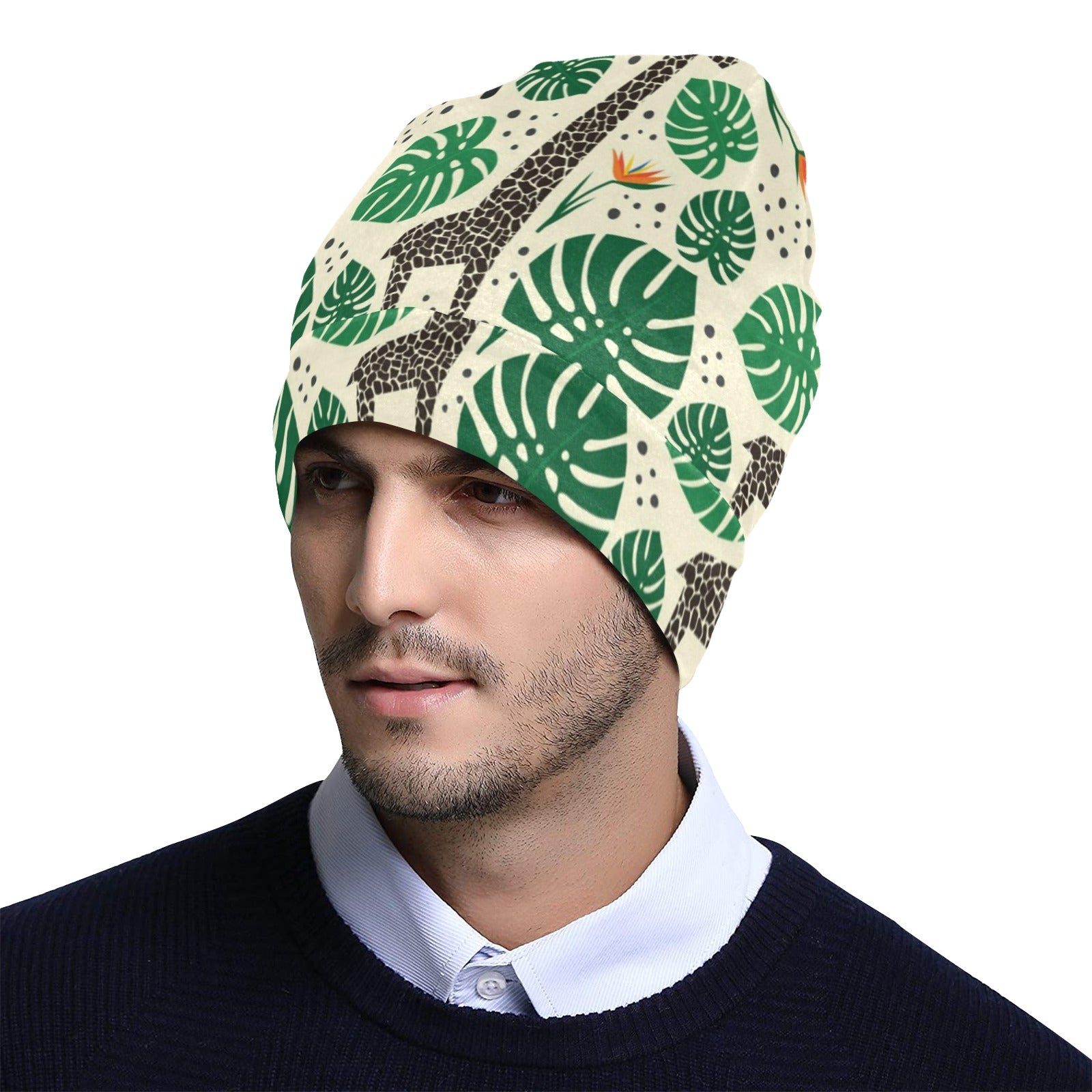 Rainforest Giraffe Pattern Print Design A02 Unisex Beanie