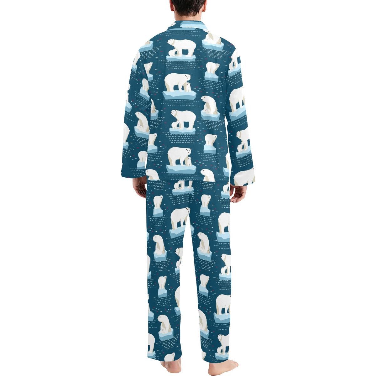 Polar Bear Pattern Print Design PB02 Men's Long Sleeve Pajama Set