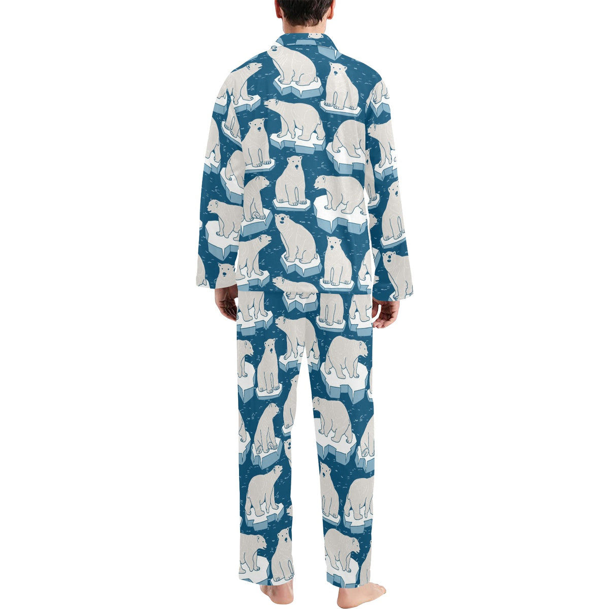 Polar Bear Pattern Print Design PB03 Men's Long Sleeve Pajama Set