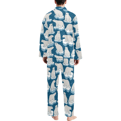 Polar Bear Pattern Print Design PB03 Men's Long Sleeve Pajama Set