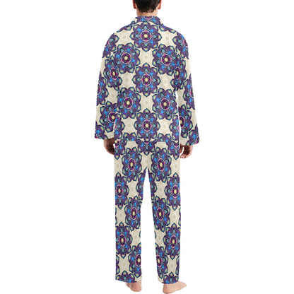 lotus Boho Pattern Print Design LO08 Men's Long Sleeve Pajama Set