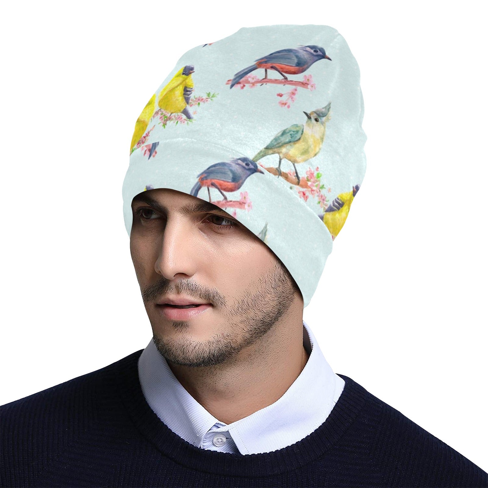 Bird Sweet Themed Print Pattern Unisex Beanie