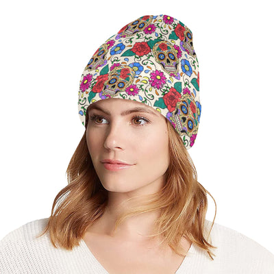 Sugar Skull Colorful Themed Print Unisex Beanie