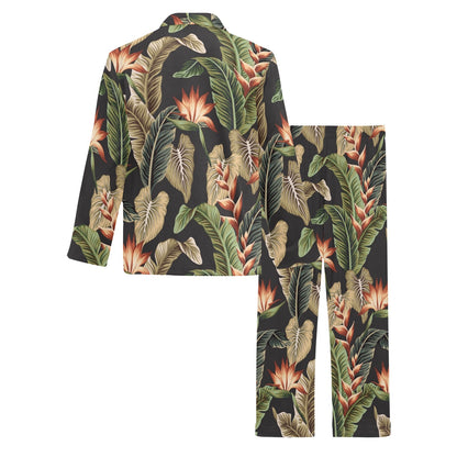 Tropical Flower Pattern Print Design TF014 Men's Long Sleeve Pajama Set