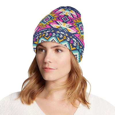 Aztec Pink Geometric Print Pattern Unisex Beanie