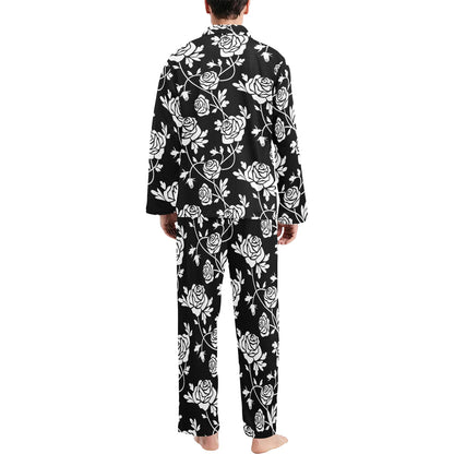 Rose Pattern Print Design RO013 Men's Long Sleeve Pajama Set