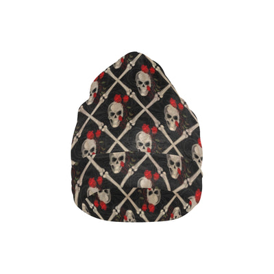 Skull Roses Bone Design Themed Print Unisex Beanie