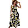 Yellow Plumeria Hawaiian Flowers Sleeveless Long Dress