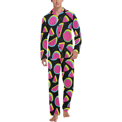 Watermelon Pattern Print Design WM07 Men's Long Sleeve Pajama Set
