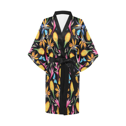 Tropical Flower Pattern Print Design TF016 Women's Short Kimono