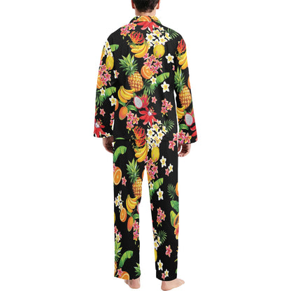 Tropical Fruits Pattern Print Design TF02 Men's Long Sleeve Pajama Set