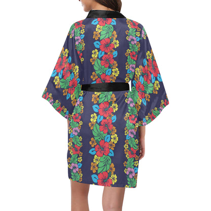 Hawaiian Themed Pattern Print Design H03 Women's Short Kimono