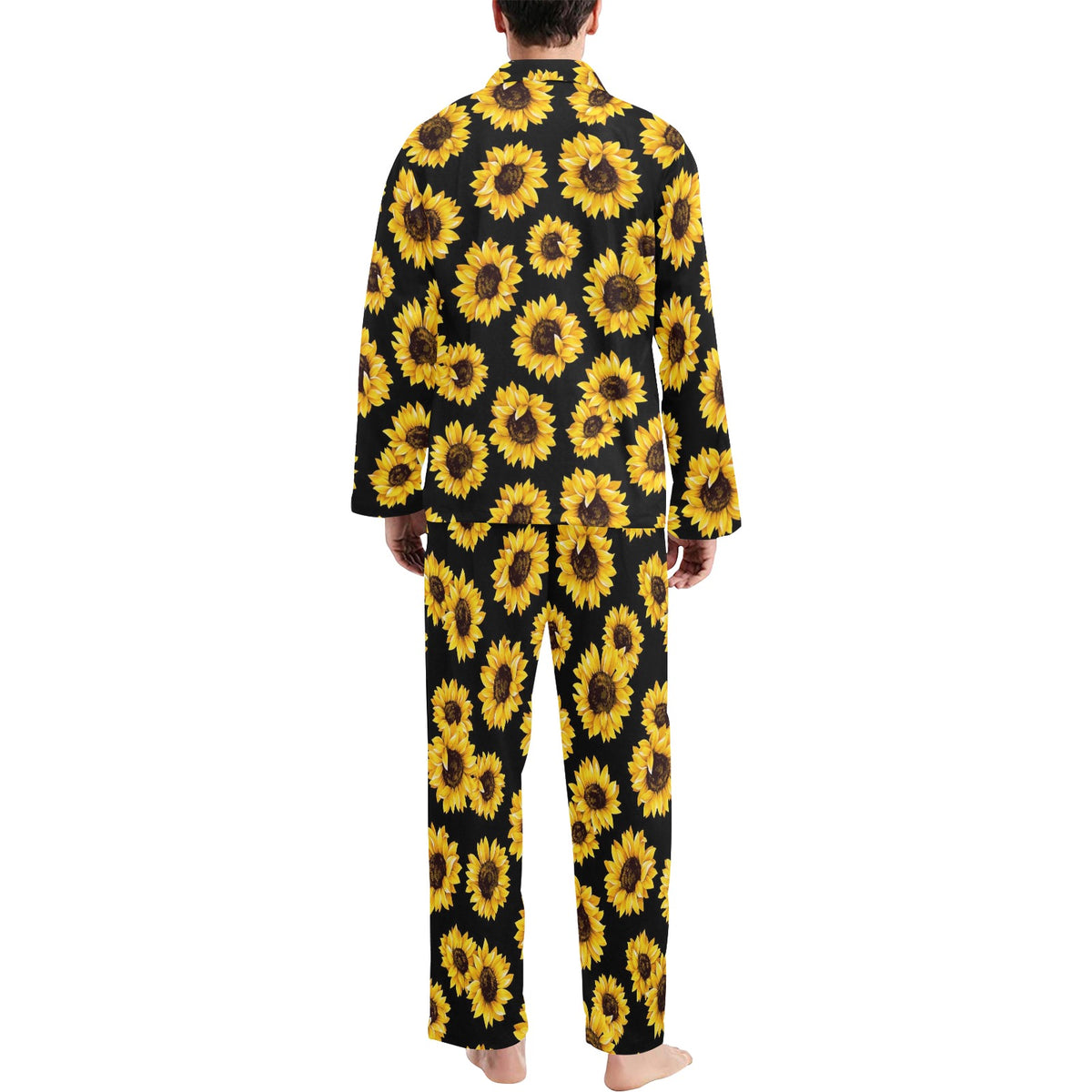 Sunflower Pattern Print Design SF05 Men's Long Sleeve Pajama Set