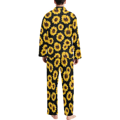 Sunflower Pattern Print Design SF05 Men's Long Sleeve Pajama Set