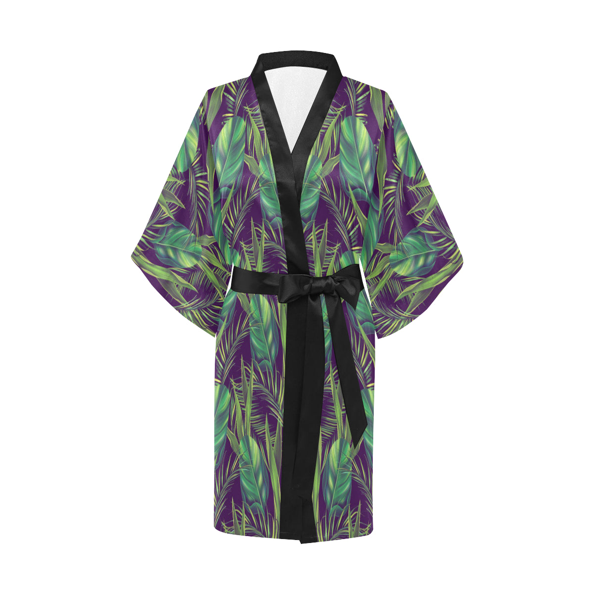 Palm Leaves Pattern Print Design PL03 Women's Short Kimono