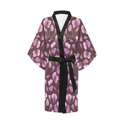 Peony Pattern Print Design PE010 Women's Short Kimono