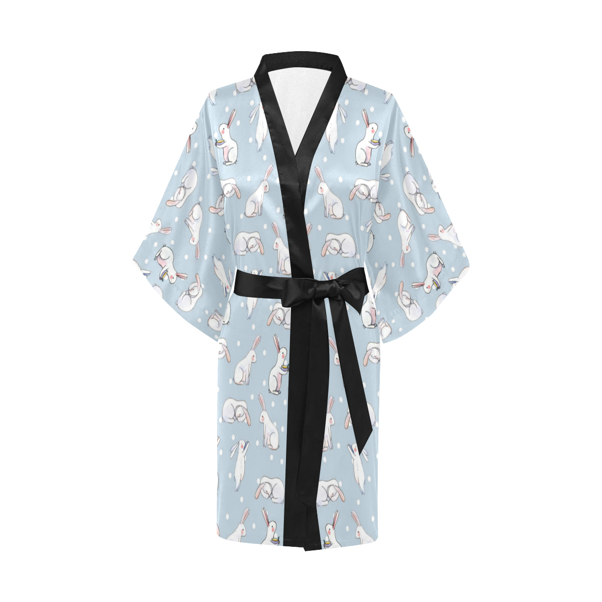 Rabbit Pattern Print Design RB06 Women's Short Kimono