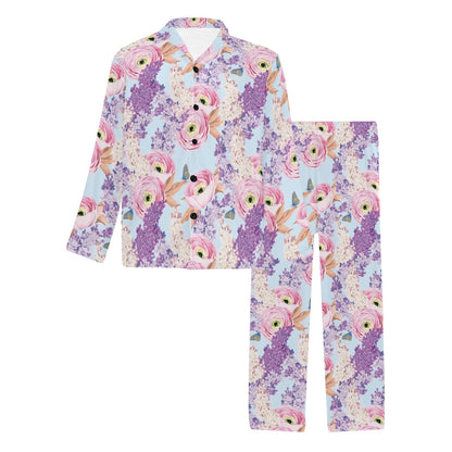 Lilac Pattern Print Design LI03 Men's Long Sleeve Pajama Set