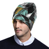 Gold Glitter Cyan Tropical Palm Leaves Unisex Beanie