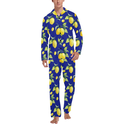 Lemon Pattern Print Design LM06 Men's Long Sleeve Pajama Set