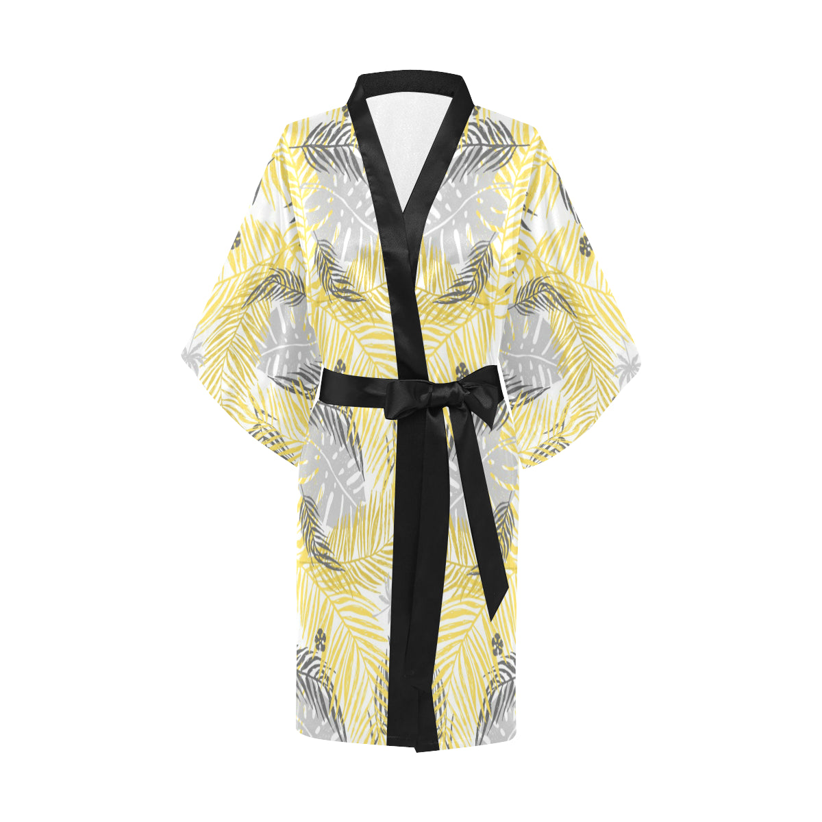 Palm Leaves Pattern Print Design PL012 Women's Short Kimono