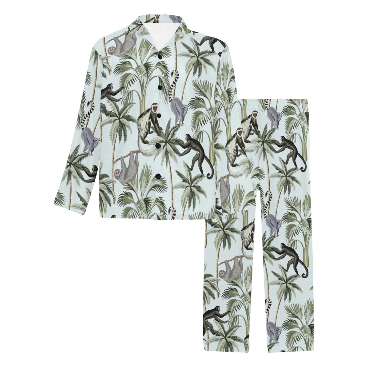 Rainforest Pattern Print Design RF04 Men's Long Sleeve Pajama Set