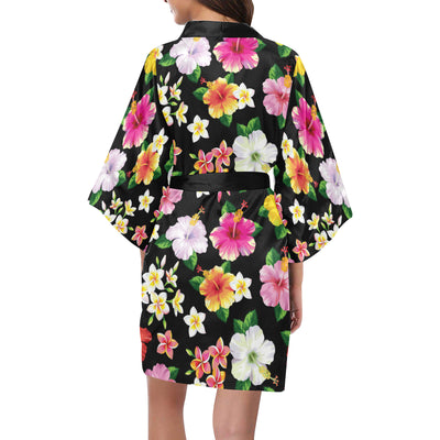 Hibiscus Pattern Print Design HB025 Women's Short Kimono