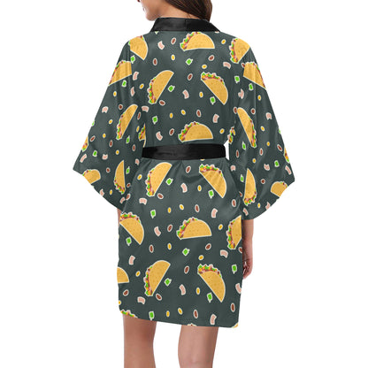 Taco Pattern Print Design TC02 Women's Short Kimono