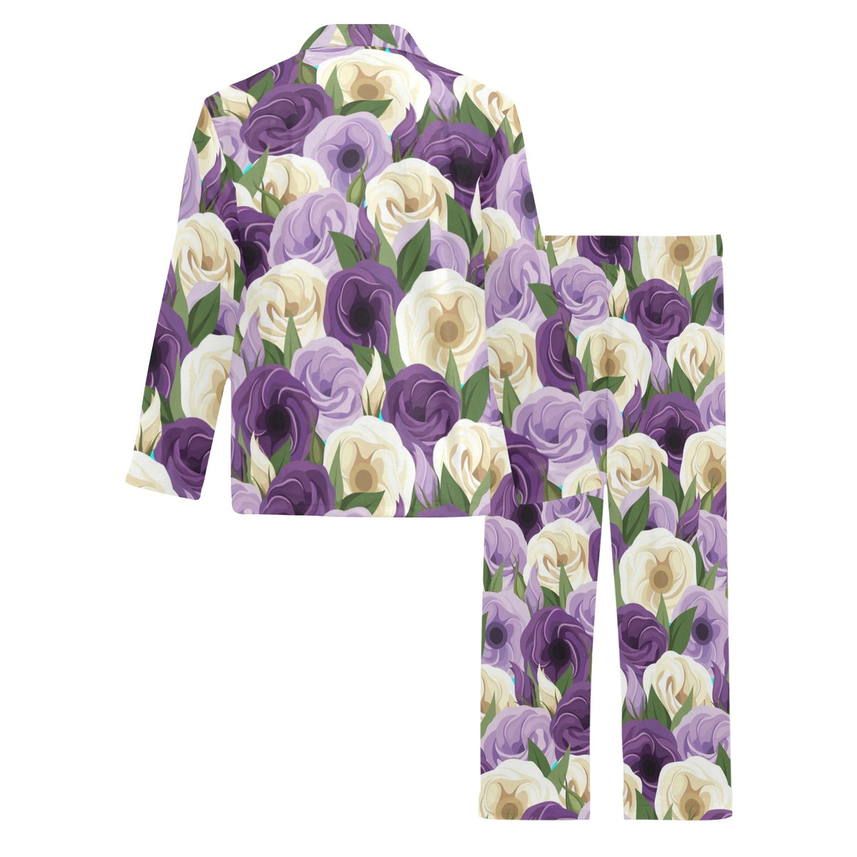 Lisianthus Pattern Print Design LT01 Men's Long Sleeve Pajama Set